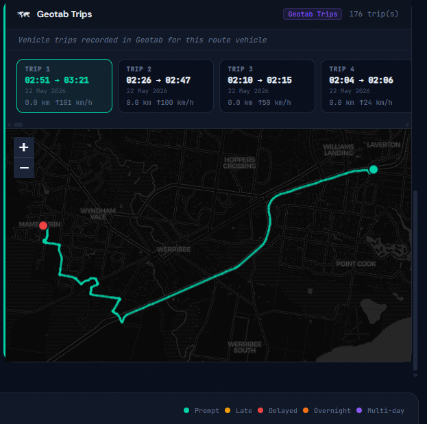 Geotab trip view
